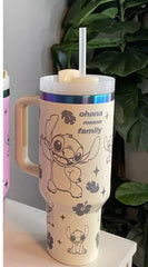 Stitch Stanley Flowstate White Tumbler Cup Laser Engraved 40oz