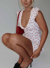 I Guess So Mini Dress White / Burgundy Tall