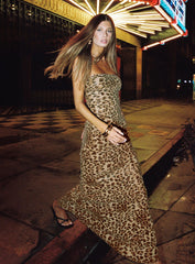 Exquise Strapless Maxi Dress Leopard Sequin