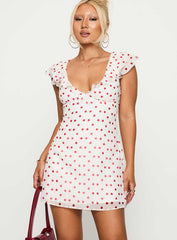 I Guess So Mini Dress White / Burgundy