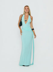 So Major Draped A-Line Maxi Dress Blue