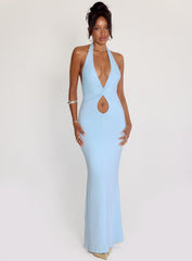 No Hard Feelings Twist Maxi Dress Blue