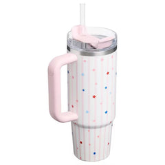 Stanley 30 oz Stainless Steel H2.0 FlowState Quencher Tumbler Pink Starry Stripes