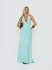 So Major Draped A-Line Maxi Dress Blue