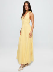 Summer State Halter Maxi Dress Yellow