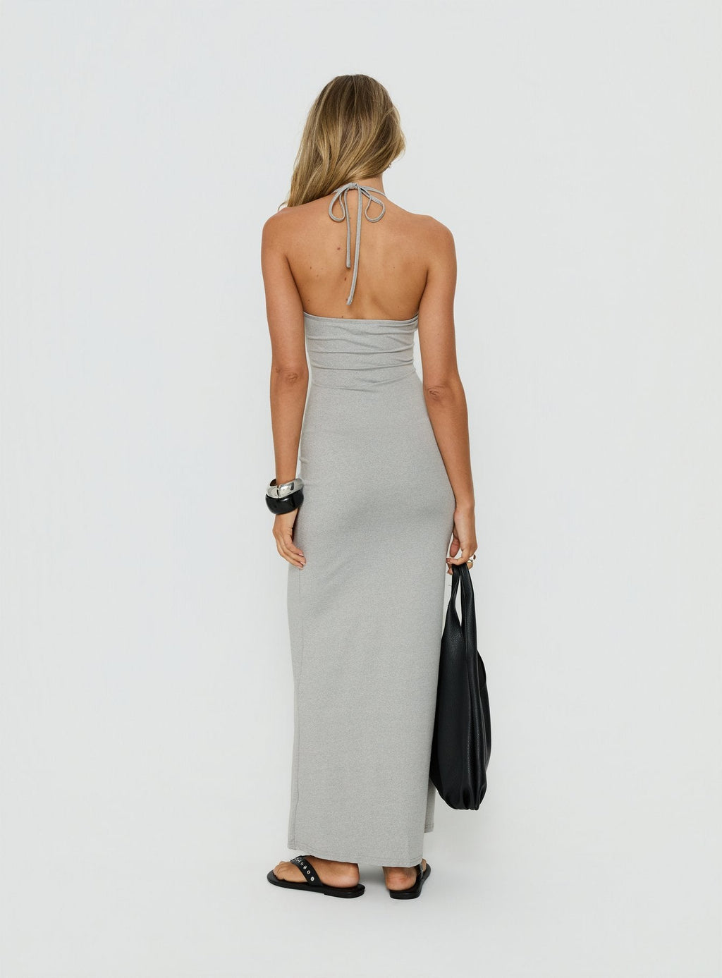 Chelsae Halter Maxi Dress Gray Marle