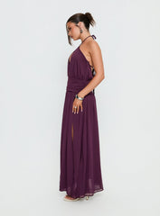 Catherina Blouson Halter Maxi Dress Deep Purple