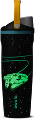 Owala Star Wars FreeSip Sway Insulated Stainless Steel Water Bottle with Two-Way Spout, Built-In Straw and Bucket Handle, School, and Sports, 30oz, BPA Free, Leak Proof, Millennium Falcon
