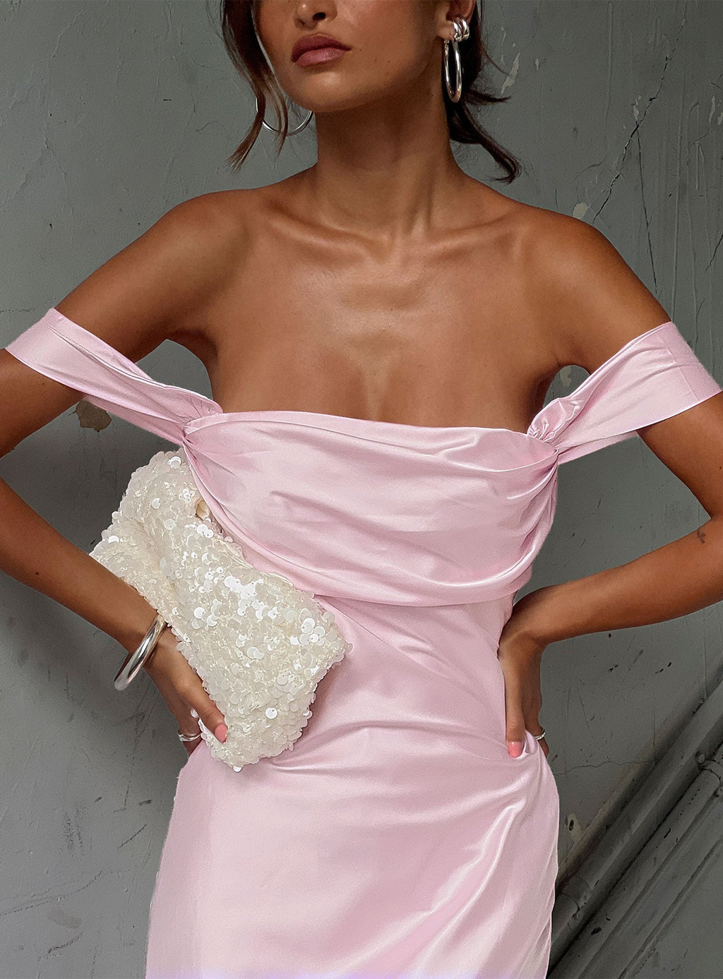 Azura Off The Shoulder Maxi Dress Pink
