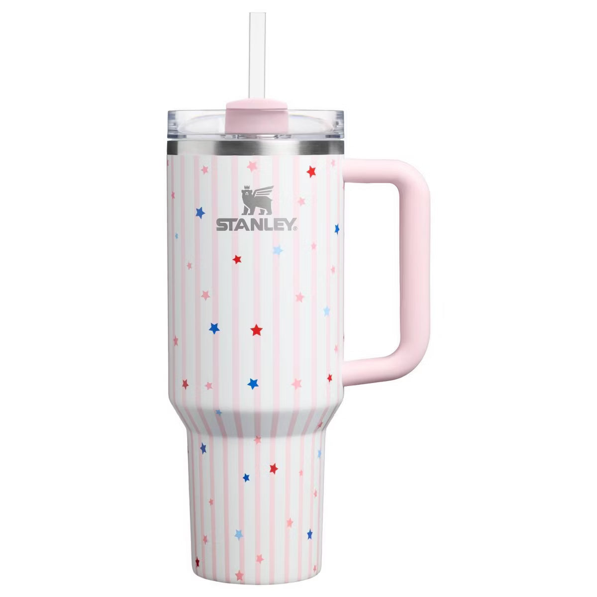 Stanley 40 oz Stainless Steel H2.0 FlowState Quencher Tumbler Pink Starry Stripes